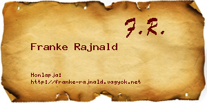 Franke Rajnald névjegykártya
